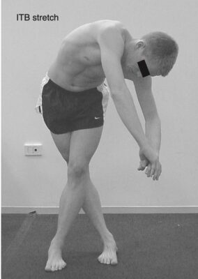 Hình: Tư thế kéo dãn dải chậu chày