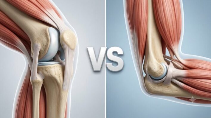 SO SÁNH KHỚP GỐI VÀ KHỚP KHUỶU